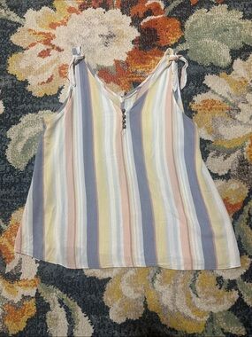 Y2K Striped Tie-Shoulder V-Neck Tank Top - Multicolor